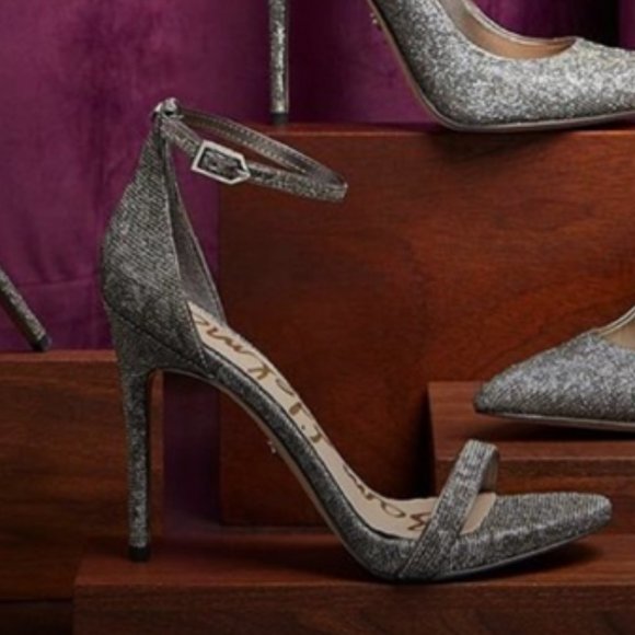 SAM EDELMAN Metallic Leather Strap Heel Sandals - Picture 3 of 3